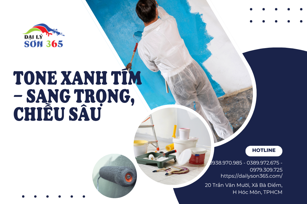 Tone xanh tím – sang trọng, chiều sâu tại đại lý sơn 365
